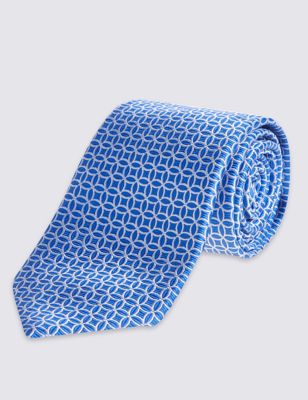 Pure Silk Geometric Print Textured Tie